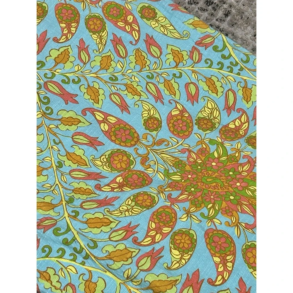 Zara Women's Midi Bohemian 1960's Floral Paisley Turquoise Skirt‎ Size XXL